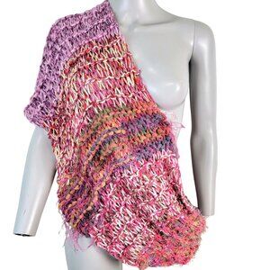 Colorful Fringe Oversize Infinity Scarf Wrap Crochet Knit Women Pink Purple Soft